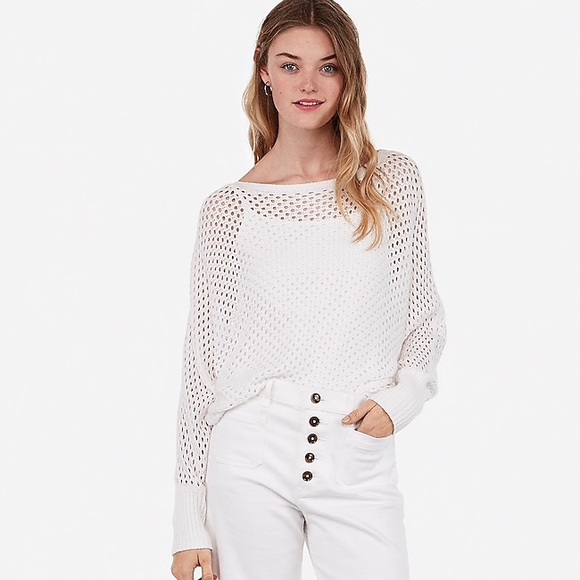 Stitch Dolman Sweater White 